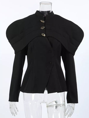 Black fitted blazer with collared