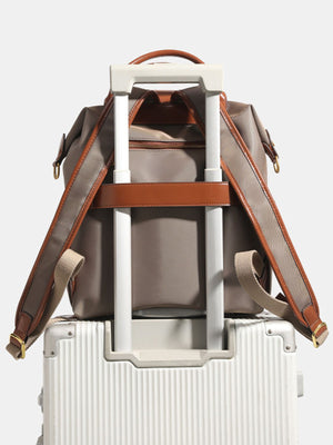 Leather Trim Medium Backpack Bag in Mocha with top handle