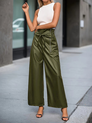 100% polyester Care instructions: Machine wash cold wide-leg pants in Black with flared silhouette