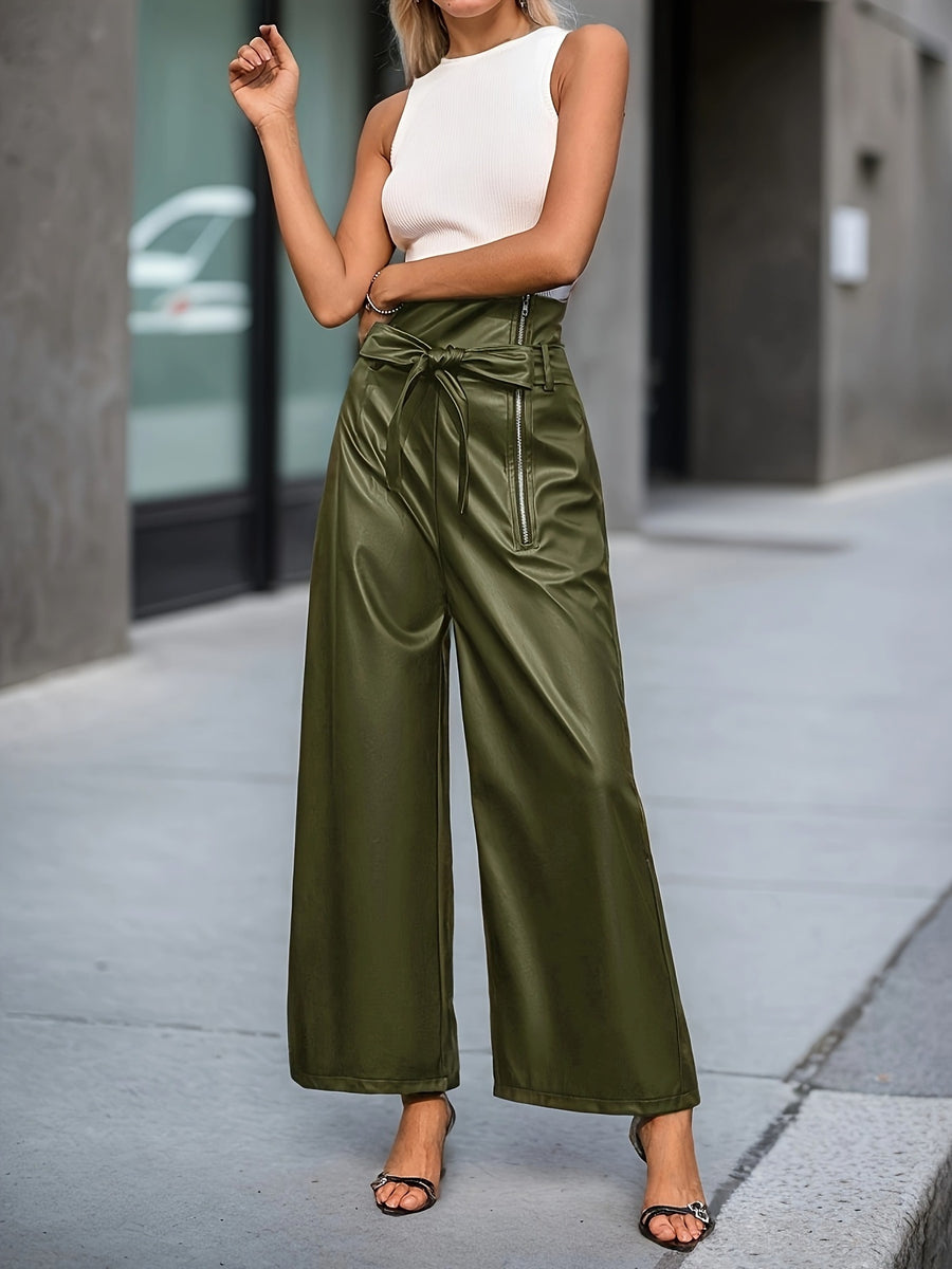 100% polyester Care instructions: Machine wash cold wide-leg pants in Black with flared silhouette