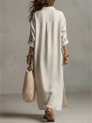 Green Full Size Casual Midi Shirt Dress Plus Size