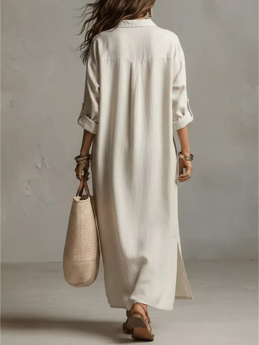 Green Full Size Casual Midi Shirt Dress Plus Size