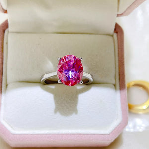 925 Sterling Silver Solitaire Moissanite Statement Ring in this colorway