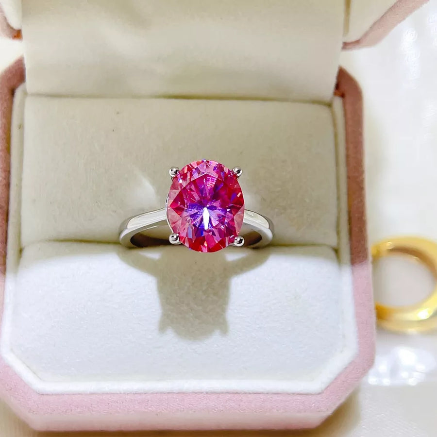 925 Sterling Silver Solitaire Moissanite Statement Ring in this colorway
