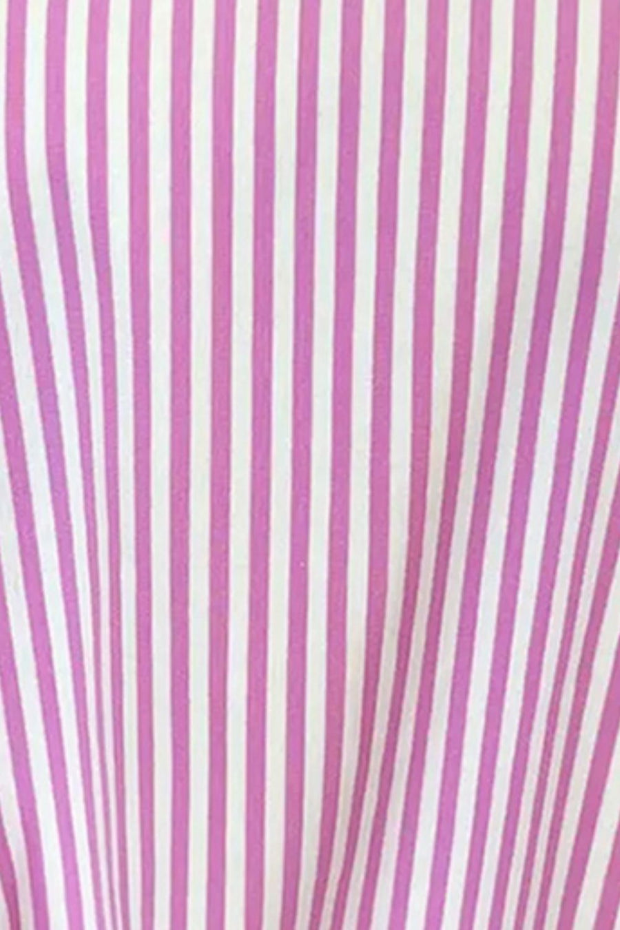 Pink and white striped 3/4 sleeve tee made of cotton.