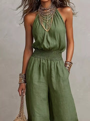ivory relaxed jumpsuit with halter