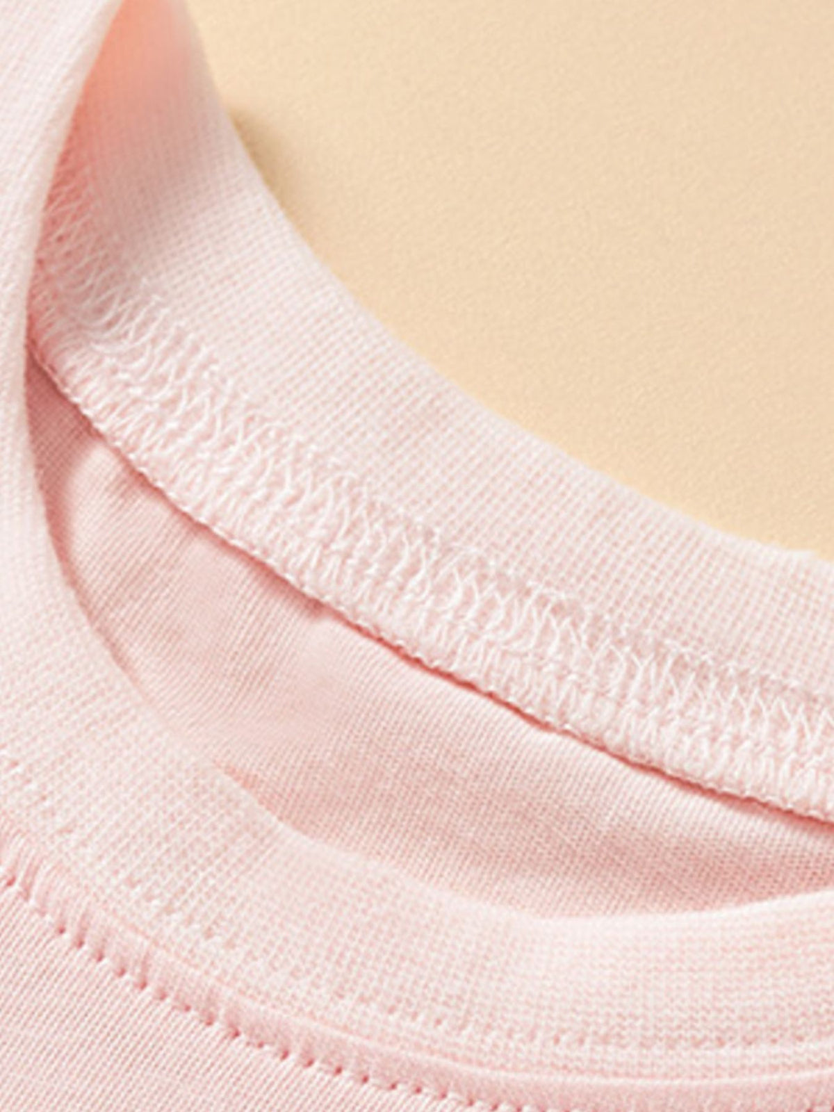 Toddler blush pink cotton crew neck t-shirt detail