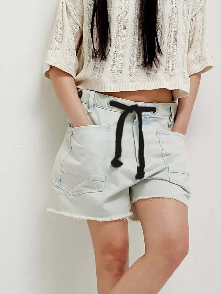 85% cotton, 15% polyester Care instructions: Machine wash cold denim shorts in Orange with relaxed silhouette