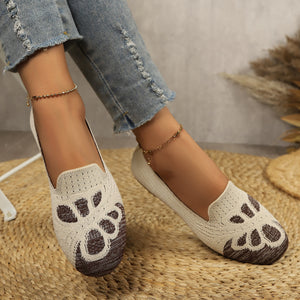 Khaki slip-on shoes with slip-on and abstract-print
