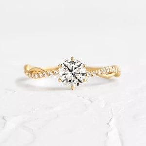 925 Sterling Silver 18k Gold-plated Zircon Ring in clear with 18K gold-plated