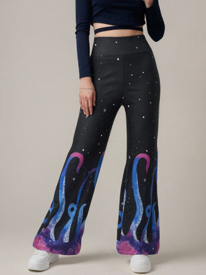 flare pants in black featuring high-waisted and flared fit