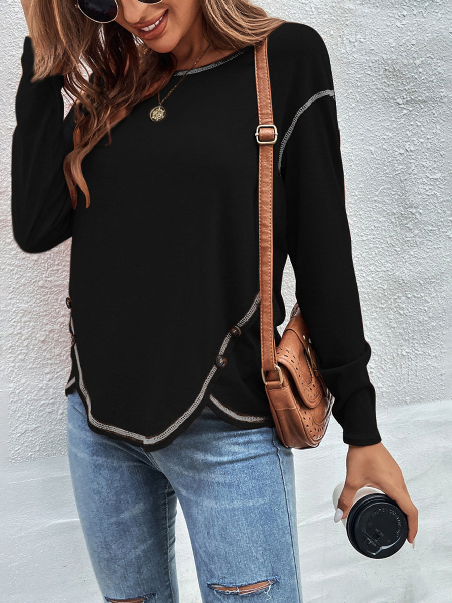 Pink t-shirt with hip-length and pullover
