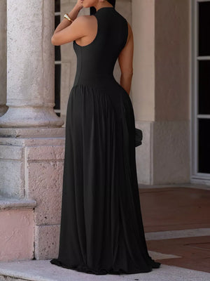 Sleeveless O-neck Maxi Dress in Pink