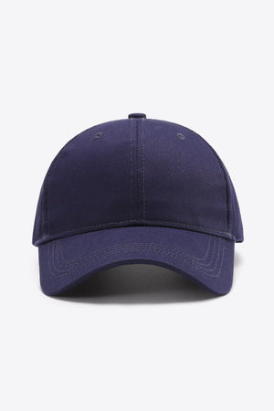 Navy cotton twill baseball cap with adjustable strap