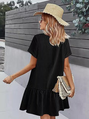 coastal mini dress in Beige with v-neck