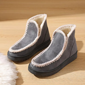 Dark Gray boots with faux fur lining and not applicable