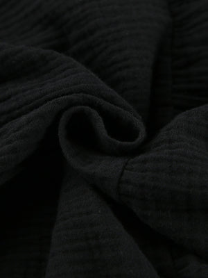 Black Cotton Tiered Mini Dress