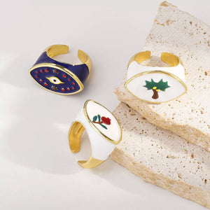 ring in Style B with motif and 18K gold-plated