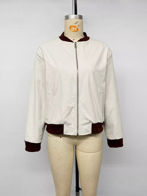 Contrast Trim Zip Up Jacket option 6