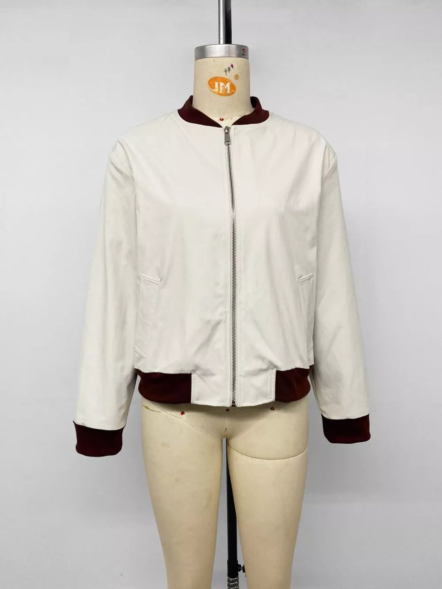 Contrast Trim Zip Up Jacket option 6