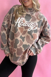taupe sweatshirt featuring plus-size and camo