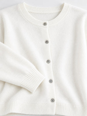 classic cardigan in Black with crew neck