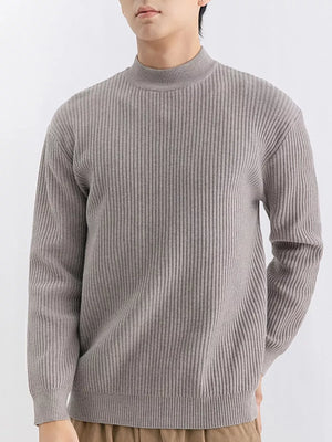 mock neck sweater in Apricot with ribbed and hip-length