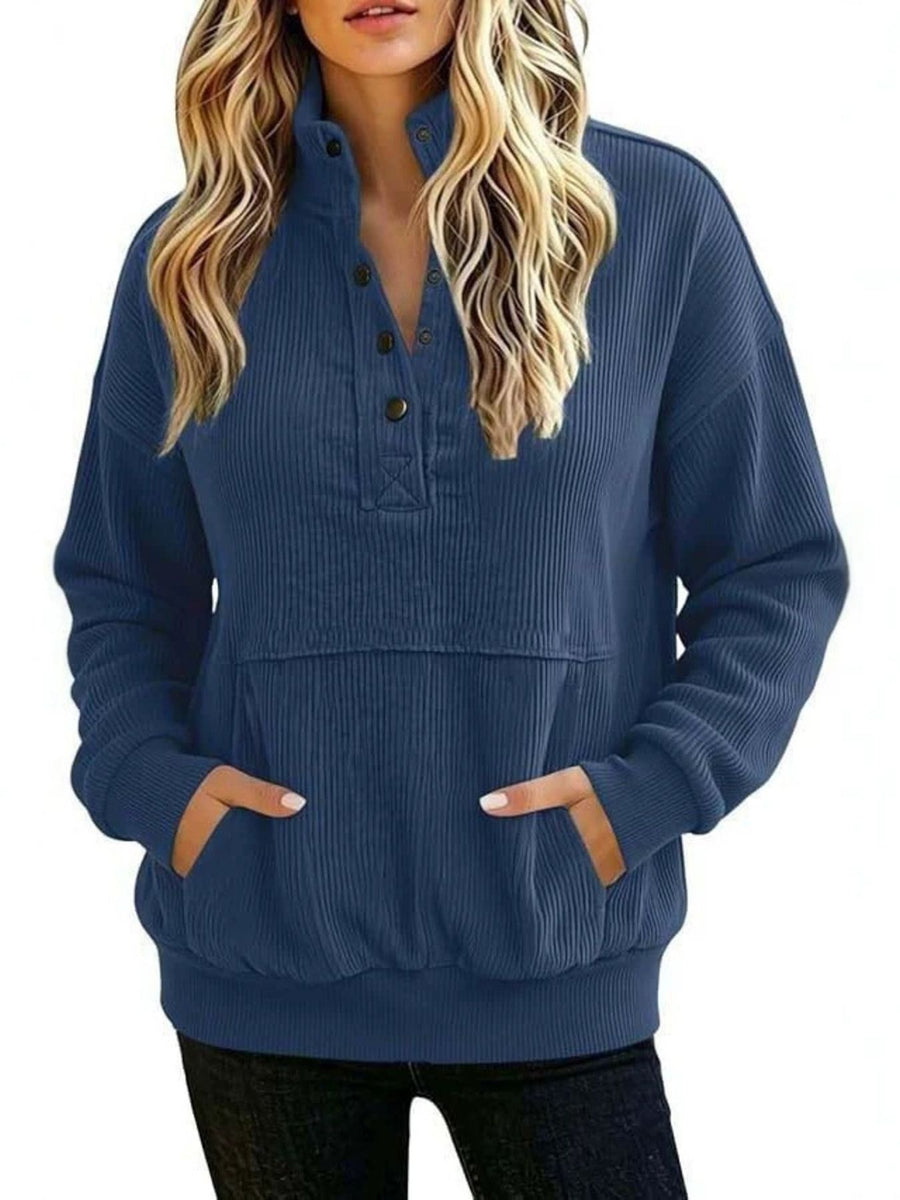 white relaxed sweatshirt with mock neck