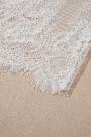 White lace trim detail on a cotton midi t-shirt dress
