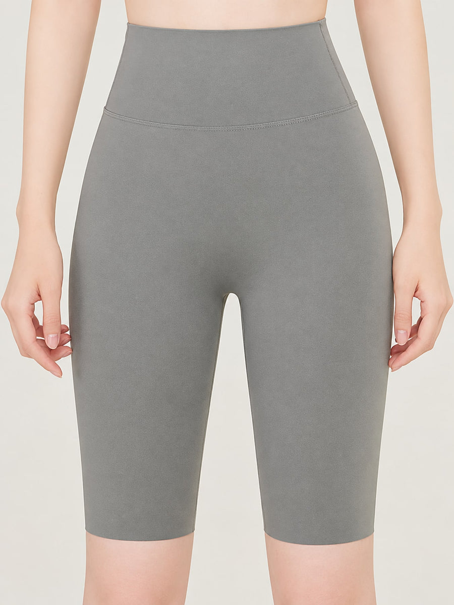High-Waisted Seamless Compression Active Shorts in Dark Coffee with high-waisted