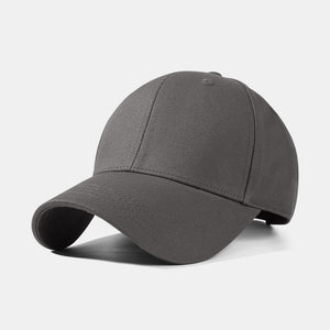 Dark gray cotton 6-panel baseball cap with adjustable strap
