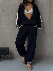 Light Gray Zip Up Long Sleeve Outerwear And Pants Set