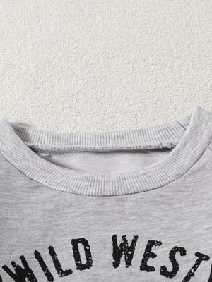 Children's Graphic Round Neck Sweatshirt in Light Gray