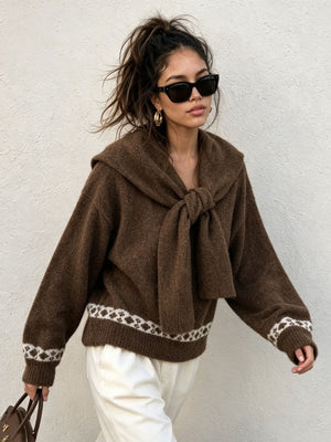 pullover sweater in Apricot Color with dropped shoulder and waist-length