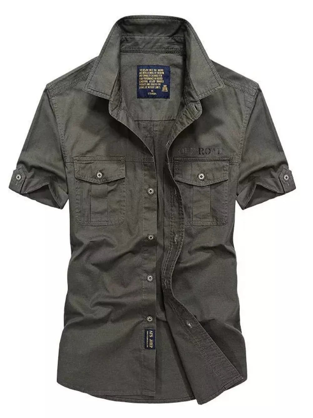 Men S Plus Size Casual Short-sleeve Shirt in Khaki
