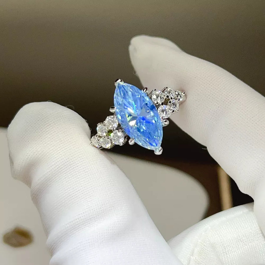 925 Sterling Silver Marquise Solitaire Moissanite Ring option 4