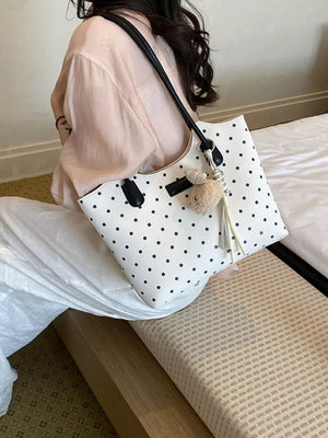 Gray with Polka Dot Shoulder Bag