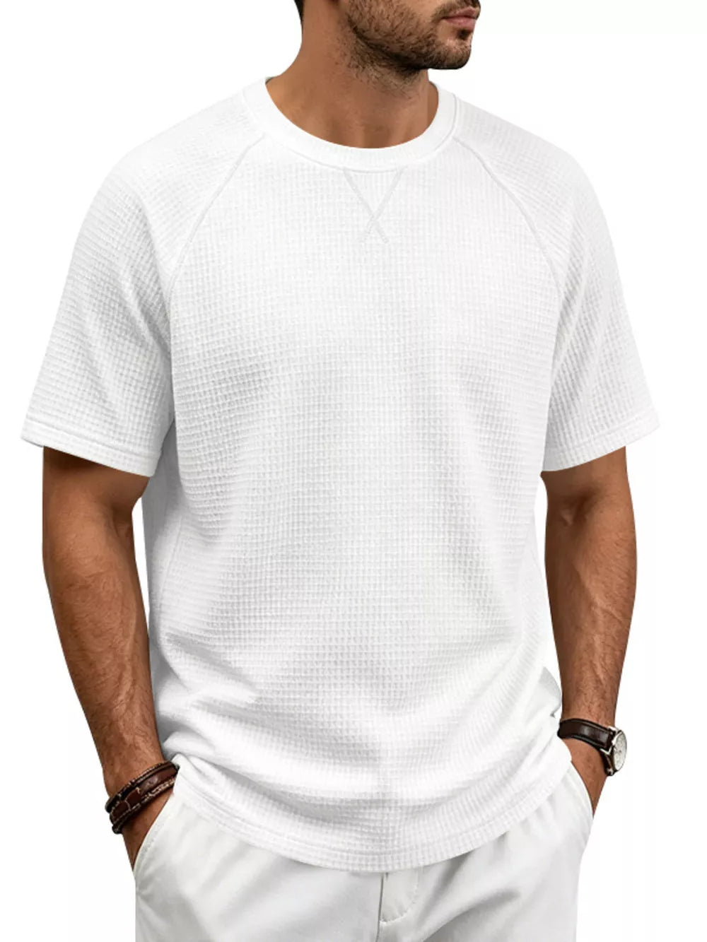 t-shirt in Khaki with crew neck and raglan sleeve