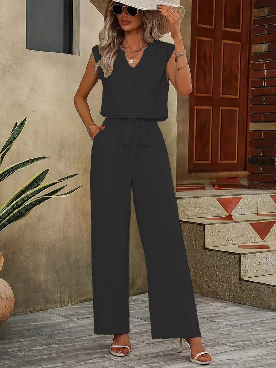 modern two-piece set in White with v-neck