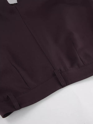 One-button Blazer And Wide-leg Pants Set in Dark Brown, view 15