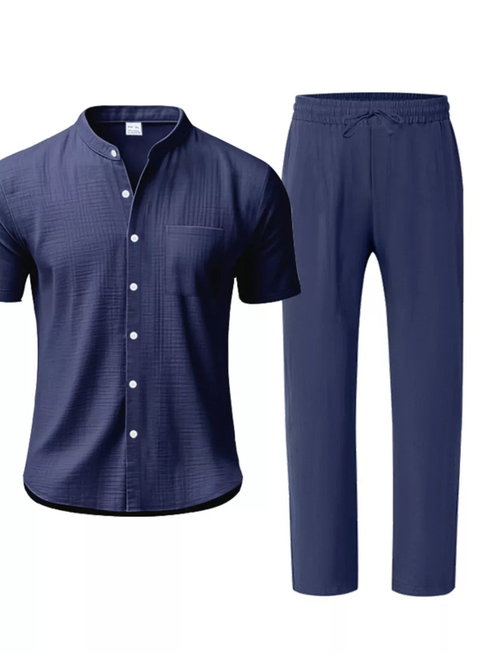 Army Green Men's Casual Button-up Short Sleeve Shirt And Pants Set