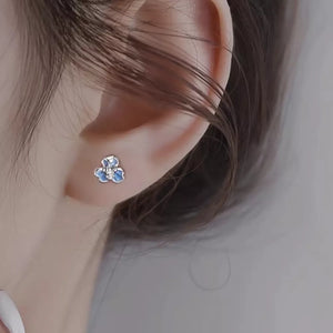 earrings in Light Blue with floral and enamel detail