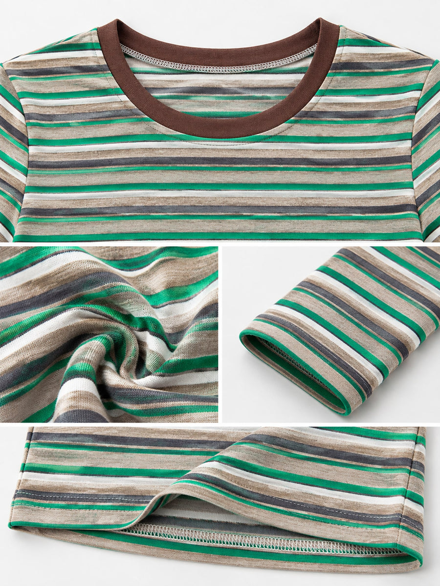 white t-shirt with pullover and striped