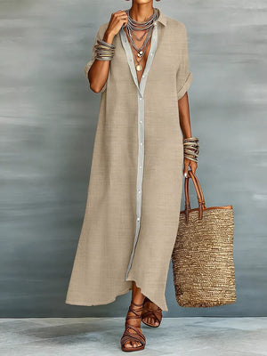 100% polyester Care instructions: Machine wash cold shirt dress in Beige with relaxed silhouette