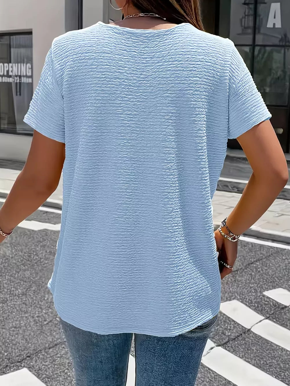 Light Blue regular blouse with collared