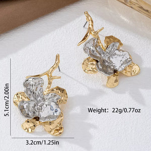 gold earrings with drop and post-back