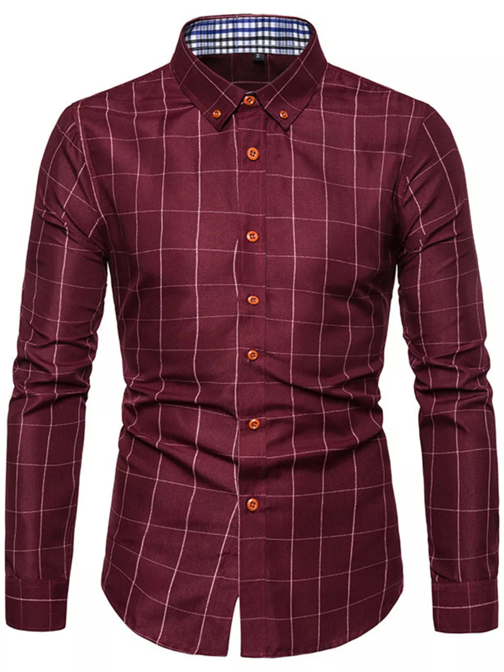 White Men's Plus Size Classic Plaid Button-down Shirt