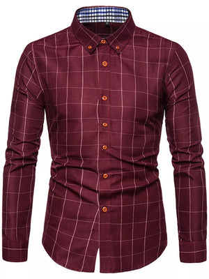 White Men's Plus Size Classic Plaid Button-down Shirt