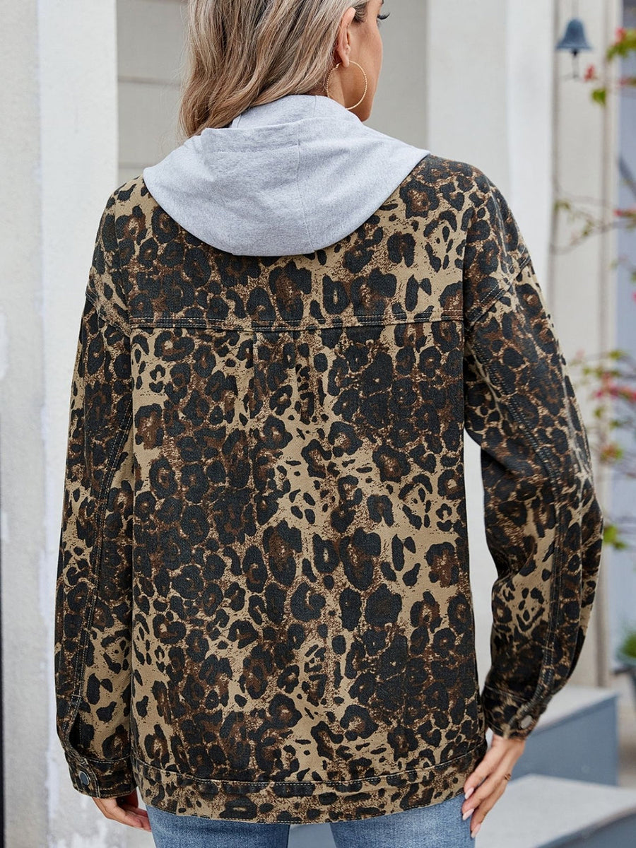Leopard Leopard Print Utility Denim Shacket