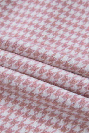 Dusty Pink Panelled Houndstooth Quilted Shacket